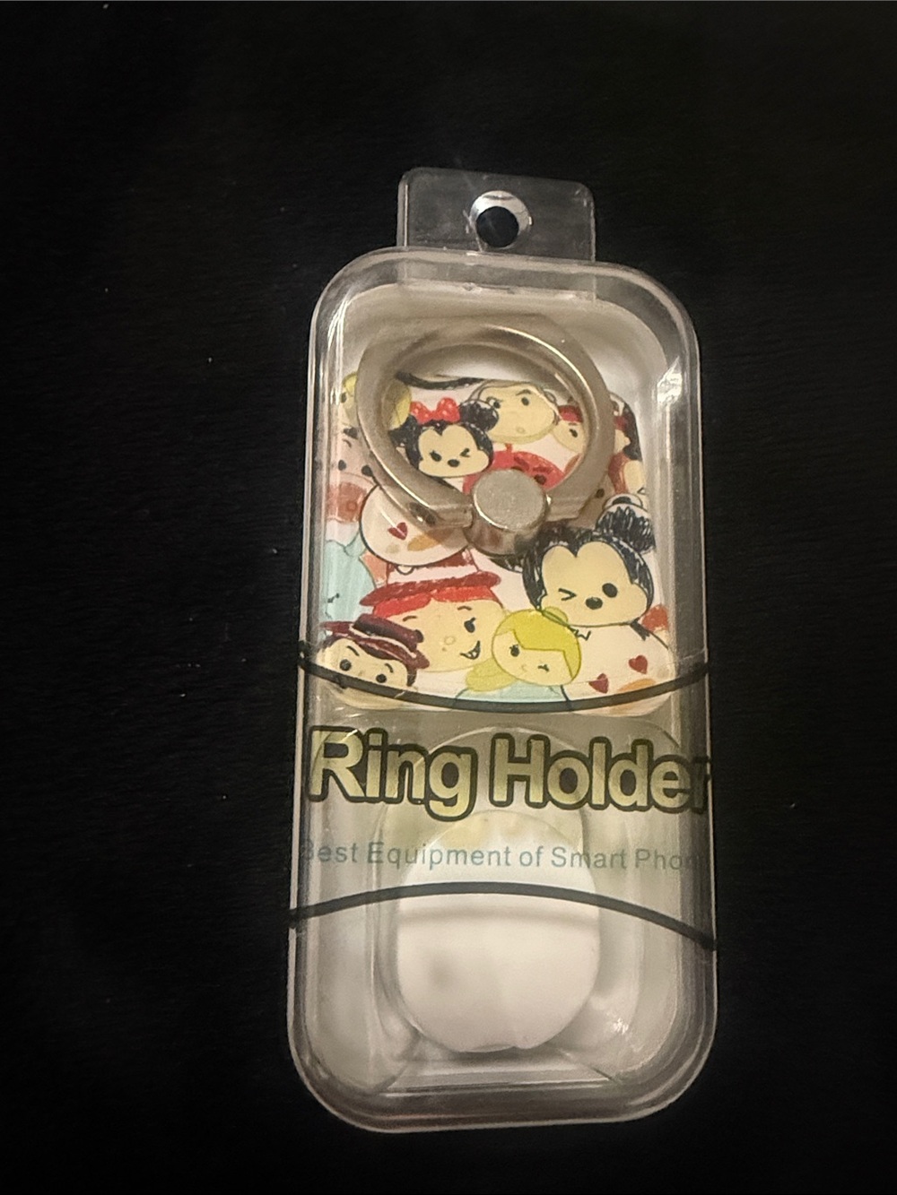 Universal White Phone Ring Holder with Cartoon Backing